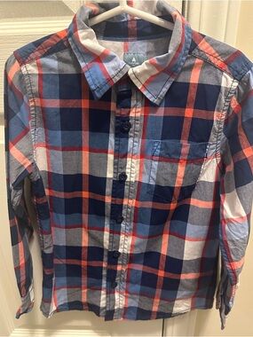 GAP kids • Children's Plaid Button-Up Shirt - Blue & Coral